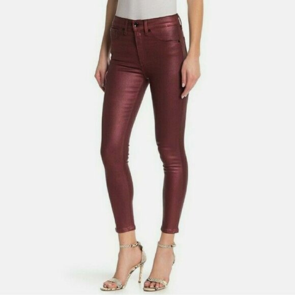 Rag & Bone / JEAN Skinny Metallic Coated Stretch Jeans - Picture 2 of 12